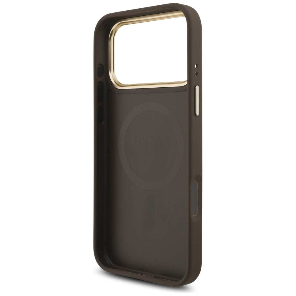 MagSafe Case for Apple iPhone 17 Pro Max, Guess, 4G Triangle Logo, Golden Brown