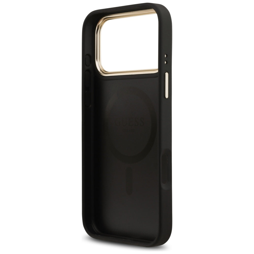 MagSafe Case for Apple iPhone 17 Pro Max, Guess, Grained Strass Logo, Black