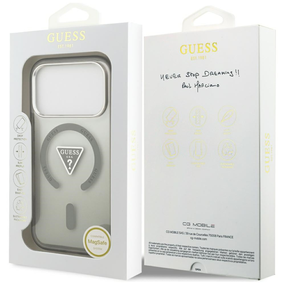 MagSafe Case for Apple iPhone 17 Pro Max, Guess, IML Gradient Triangle Logo, Khaki