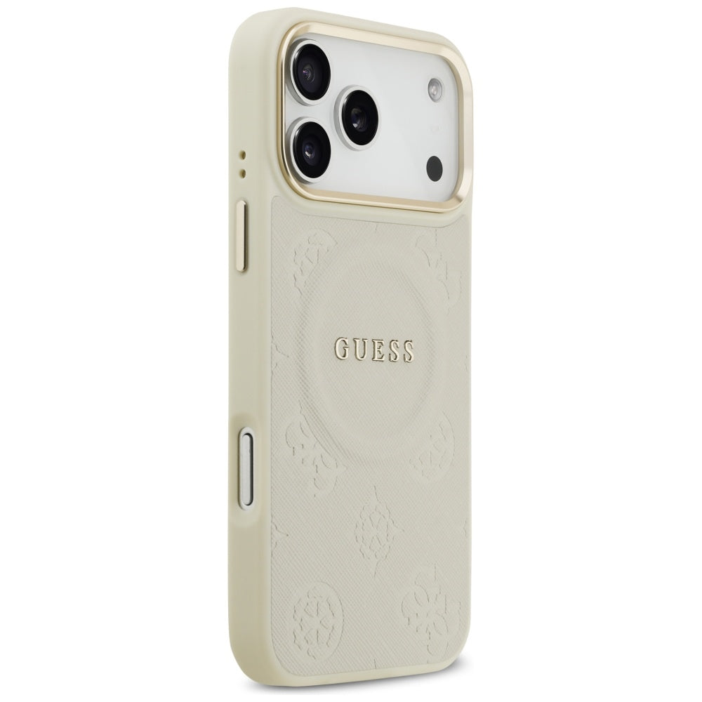 MagSafe Case for Apple iPhone 17 Pro Max, Guess, Peony Hot Stamp, Beige