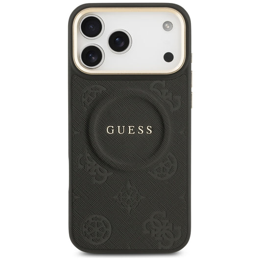 MagSafe Case for Apple iPhone 17 Pro Max, Guess, Peony Hot Stamp, Black