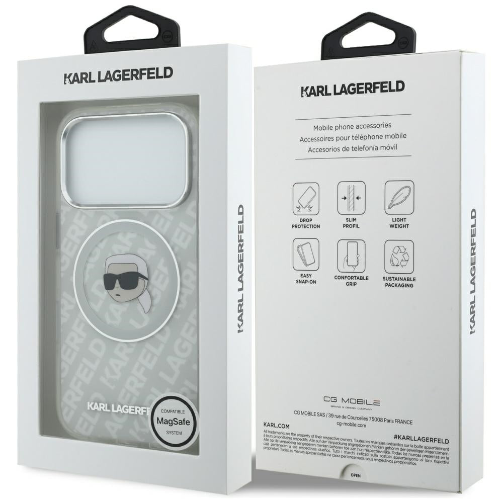 MagSafe Case for Apple iPhone 17 Pro Max, Karl Lagerfeld, IML Karl's Head, Grey
