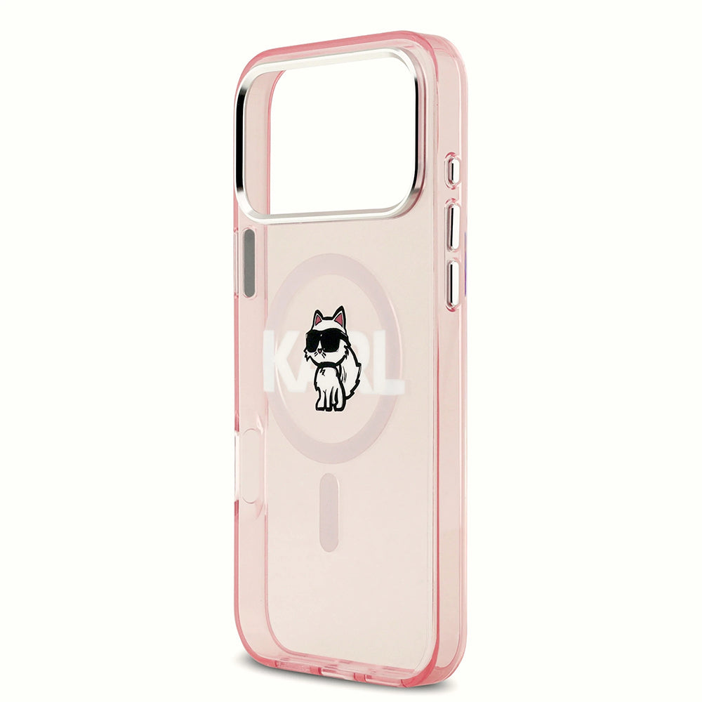 MagSafe Case for Apple iPhone 17 Pro Max, Karl Lagerfeld, IML Sketch Logo Choupette, Pink