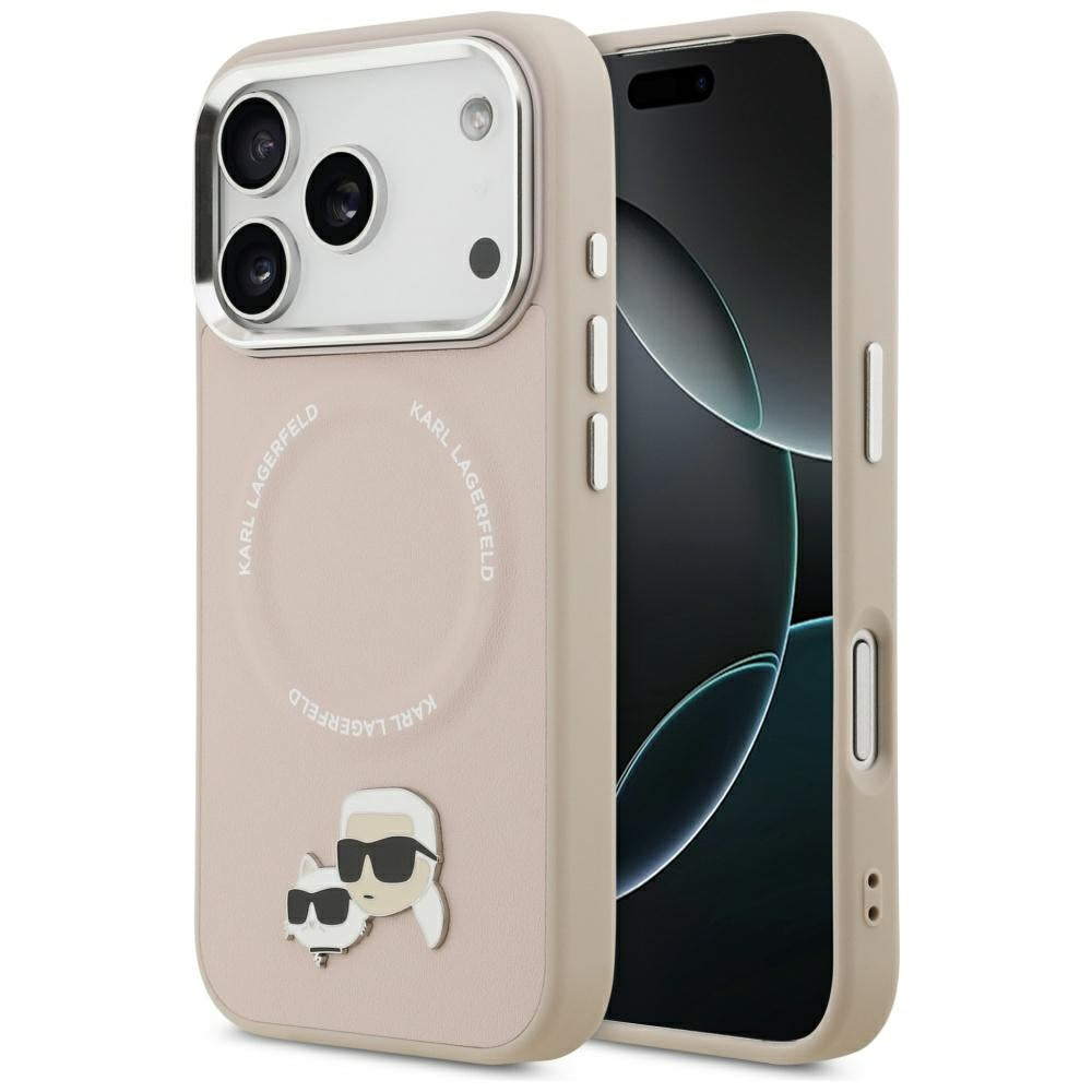 MagSafe Case for Apple iPhone 17 Pro Max, Karl Lagerfeld, Karl & Choupette Pins, Pink