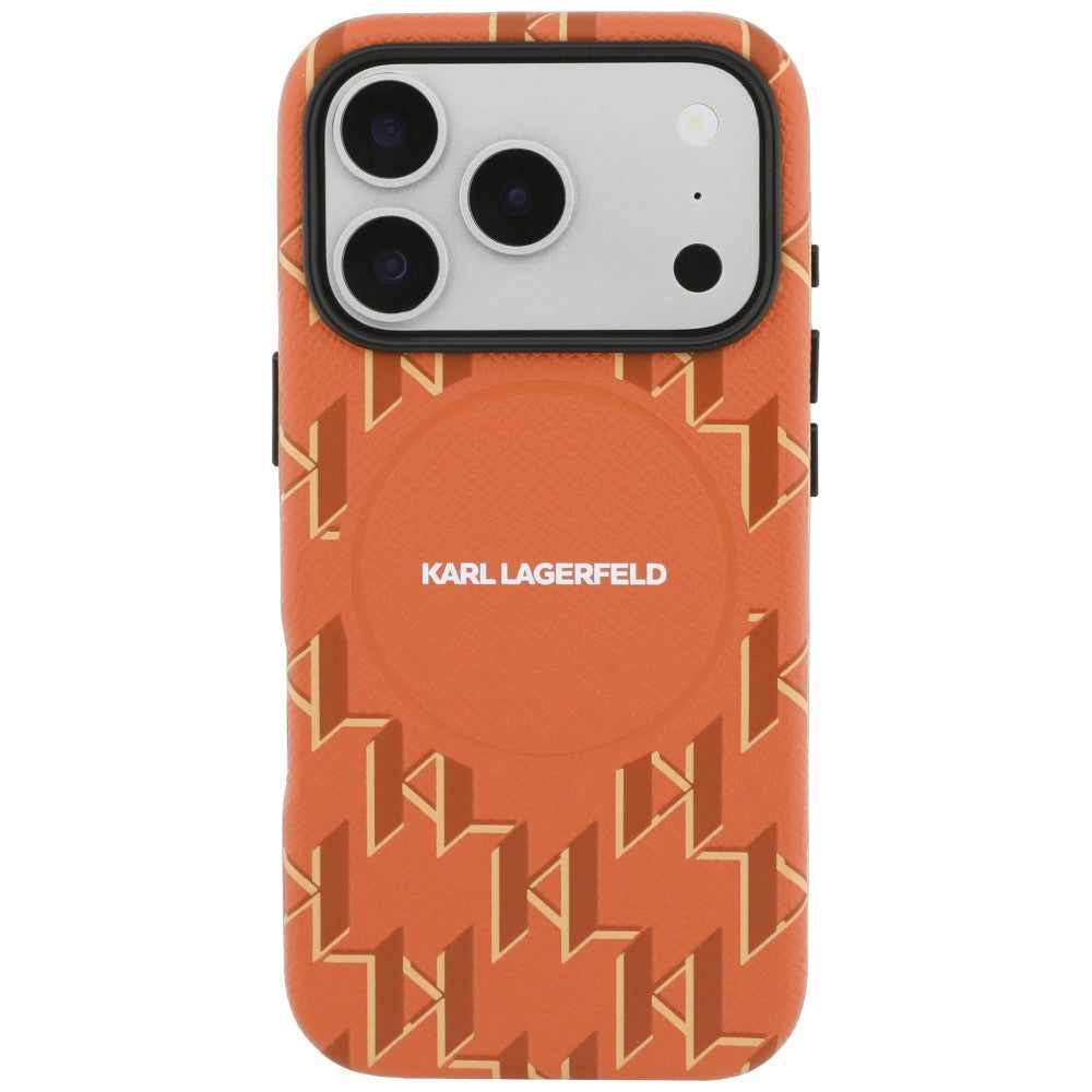 MagSafe Case for Apple iPhone 17 Pro Max, Karl Lagerfeld, KL Monogram Logo, Orange