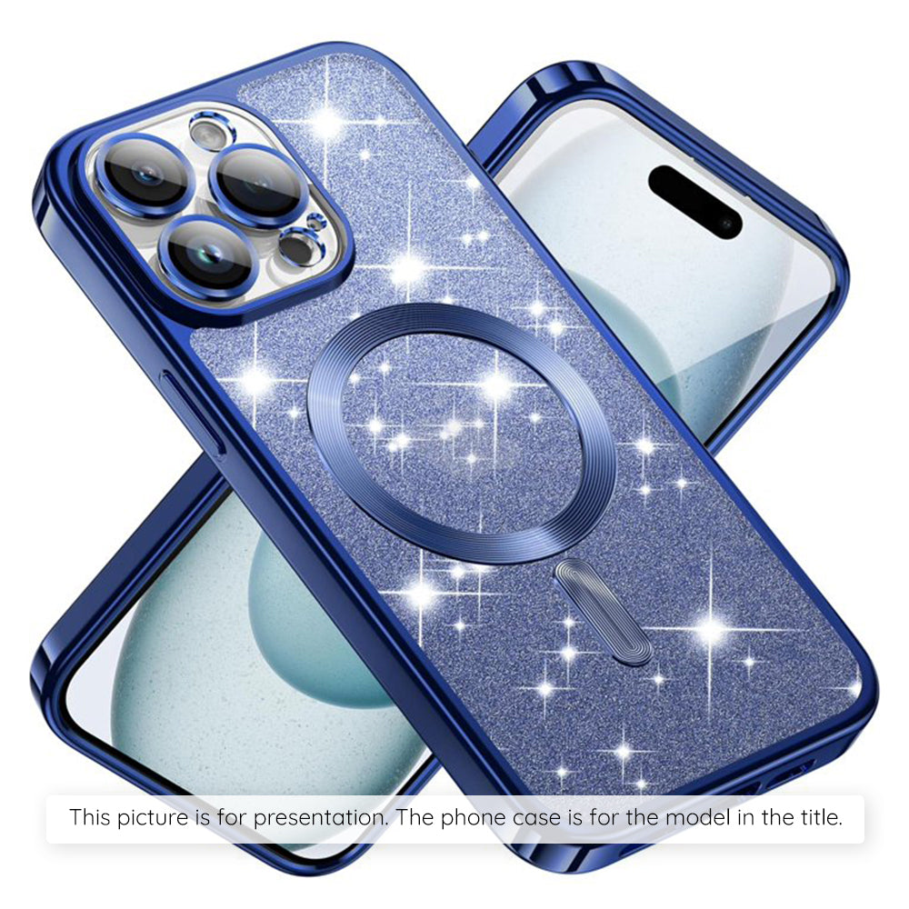 MagSafe Case for Apple iPhone 17, Techsuit, Luxury Glitter, Dark Blue