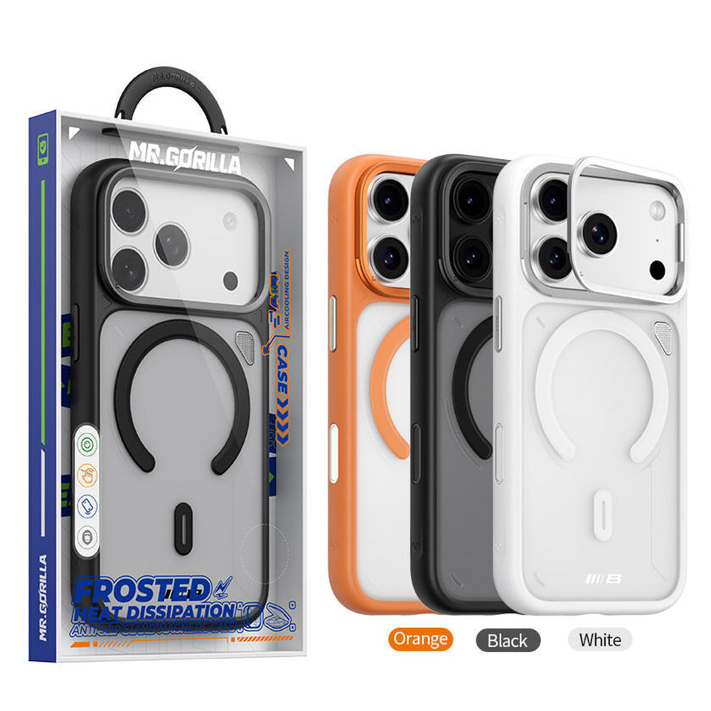 MagSafe Case for Apple iPhone 18 Pro / 17 Pro, Blueo, Heat Dissipation Stand, Satin Transparent Orange