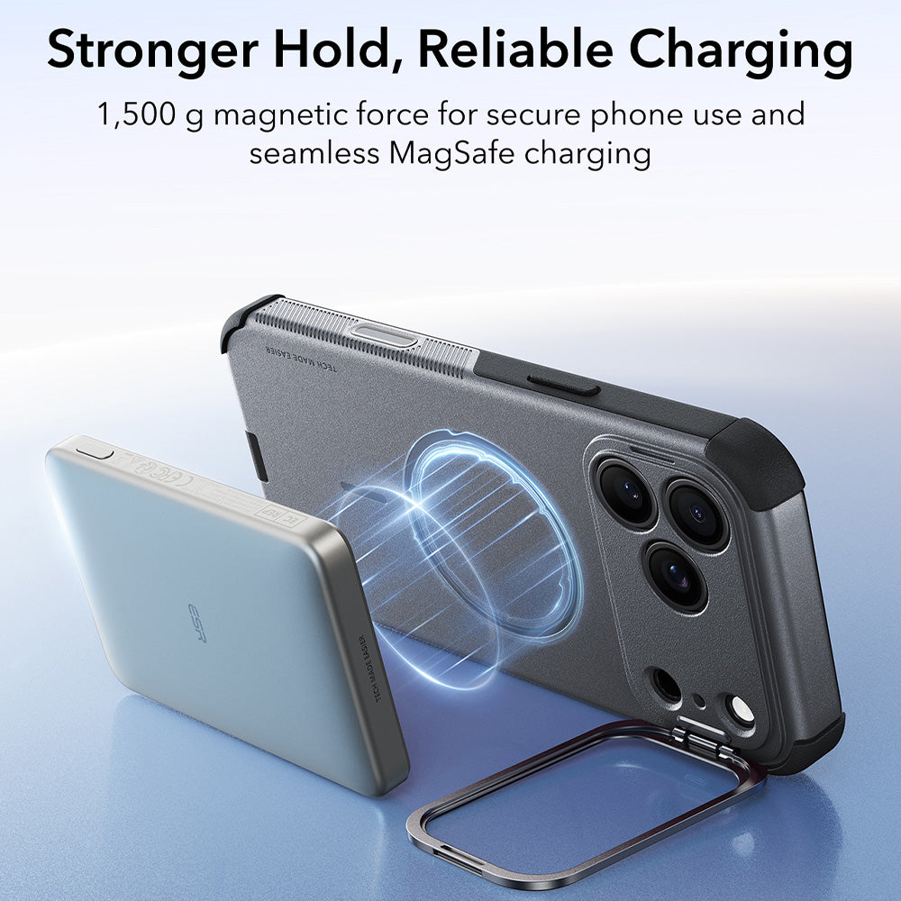 MagSafe Case for Apple iPhone 18 Pro / 17 Pro, ESR, Cyber Armor Kickstand, Gray