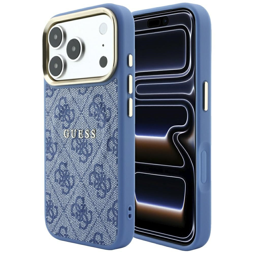 MagSafe Case for Apple iPhone 18 Pro / 17 Pro, Guess, 4G Embossed Classic, Blue