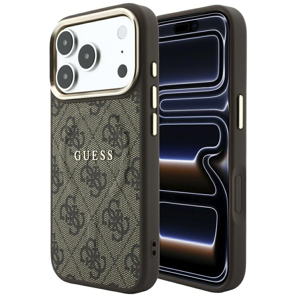 MagSafe Case for Apple iPhone 18 Pro / 17 Pro, Guess, 4G Embossed Classic, Brown