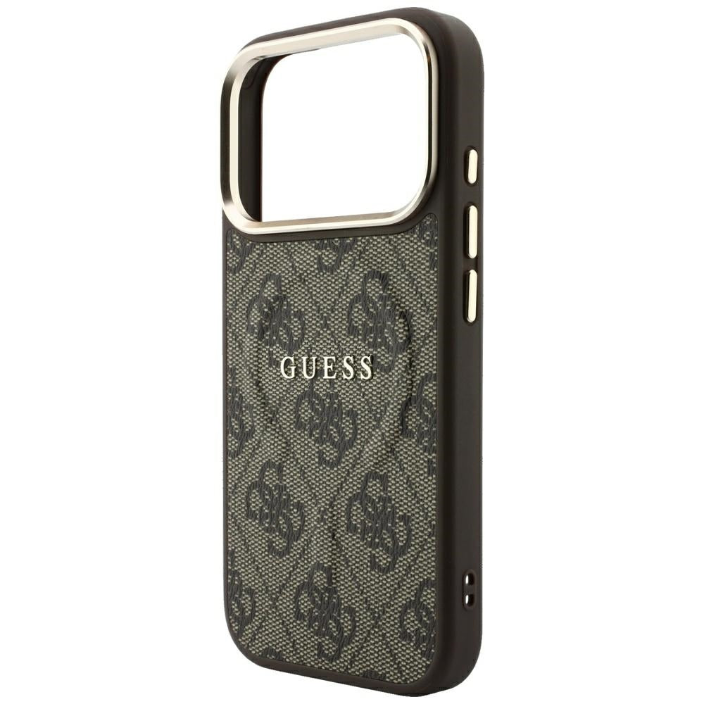 MagSafe Case for Apple iPhone 18 Pro / 17 Pro, Guess, 4G Embossed Classic, Brown