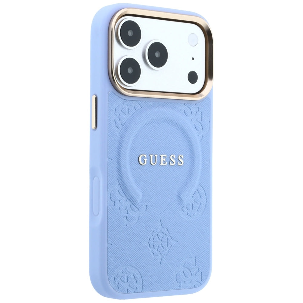 MagSafe Case for Apple iPhone 18 Pro / 17 Pro, Guess, Saffiano Peony Ring, Blue