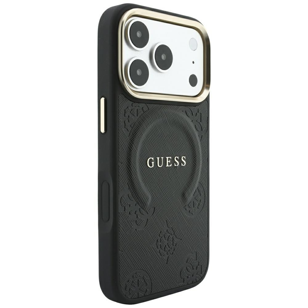 MagSafe Case for Apple iPhone 18 Pro / 17 Pro, Guess, Saffiano Peony Ring, Black