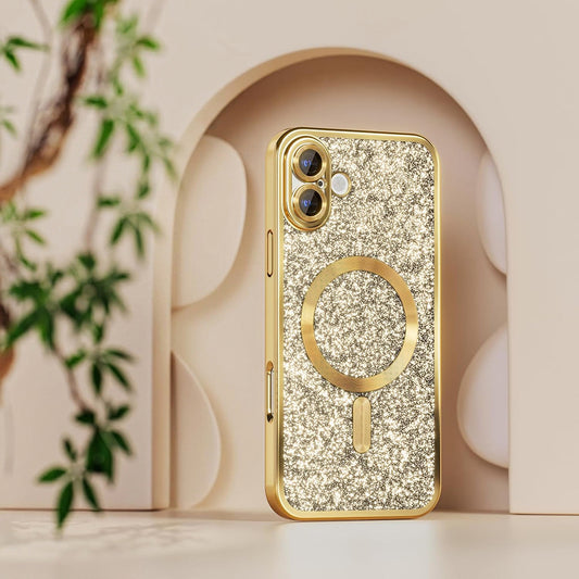 MagSafe Case for Apple iPhone 18 Pro / 17 Pro, Techsuit, Luxury Glitter, Dark Blue