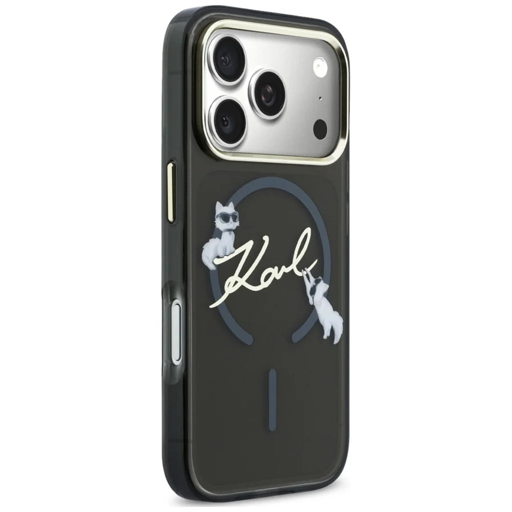 MagSafe Case for Apple iPhone 18 Pro, Karl Lagerfeld, IML Choupette Karl Script Logo, Black