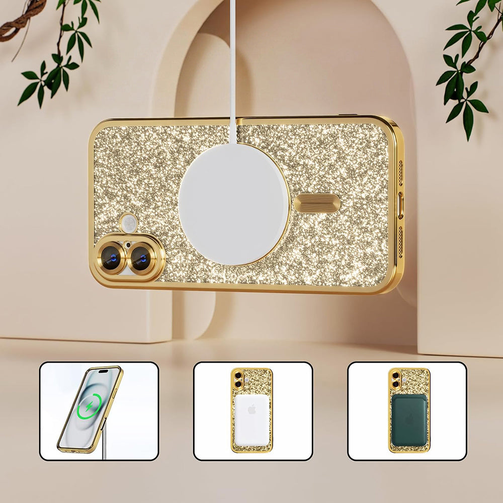MagSafe Case for Samsung Galaxy A27 5G, Techsuit, Luxury Glitter, Gold