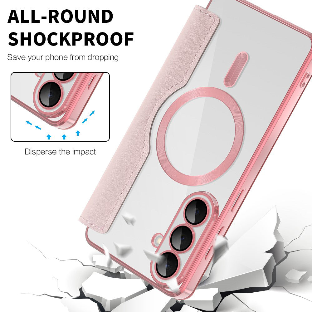 MagSafe Case for Samsung Galaxy S26 Plus S947, Techsuit, SmartMag Book, Pink