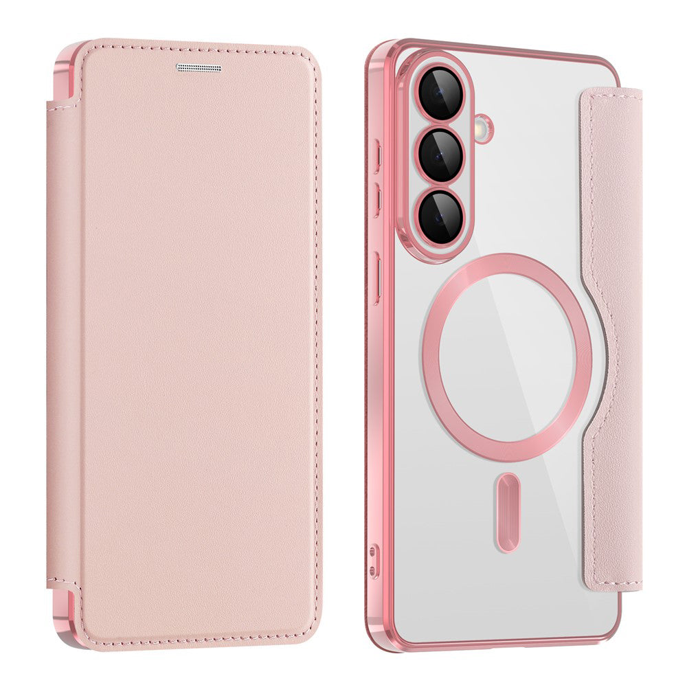 MagSafe Case for Samsung Galaxy S26, Techsuit, SmartMag Book, Pink