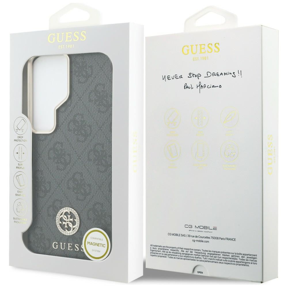 MagSafe Case for Samsung Galaxy S26 Ultra S948, Guess, Strass Round Logo, Black