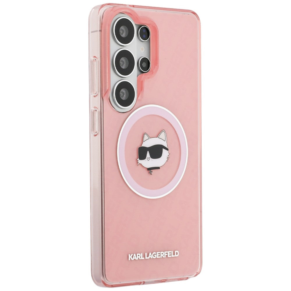 MagSafe Case for Samsung Galaxy S26 Ultra S948, Karl Lagerfeld, IML Choupette Head on KL Repeated Logo, Pink