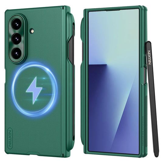 MagSafe Case for Samsung Galaxy Z Fold7 F966, Nillkin, Super Frosted Shield with Pen Holder, Dark Green