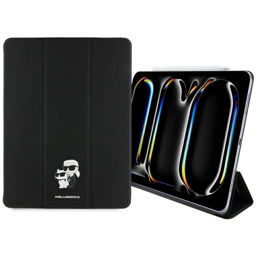 Case for Apple iPad Pro 13 (2024), Karl Lagerfeld, Saffiano Karl & Choupette, Black