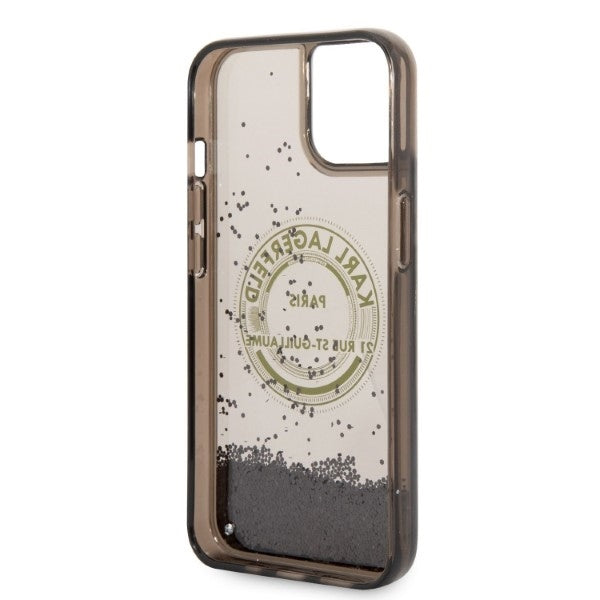 Case for Apple iPhone 14, Karl Lagerfeld, Liquid Glitter RSG, Black