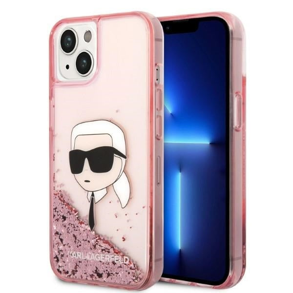 Case for Apple iPhone 14 Plus, Karl Lagerfeld, Glitter Karl's Head, Pink
