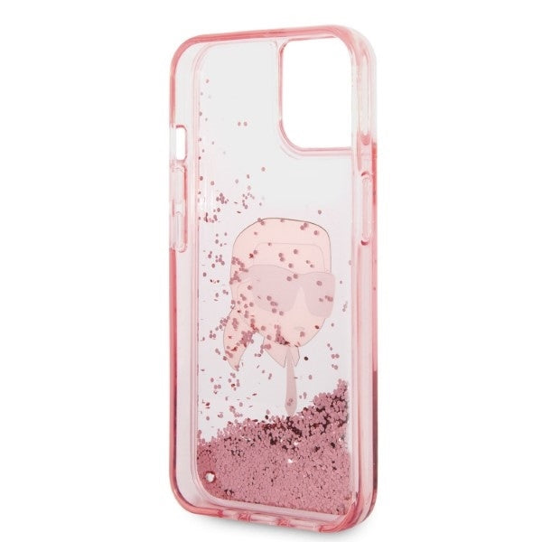 Case for Apple iPhone 14 Plus, Karl Lagerfeld, Glitter Karl's Head, Pink