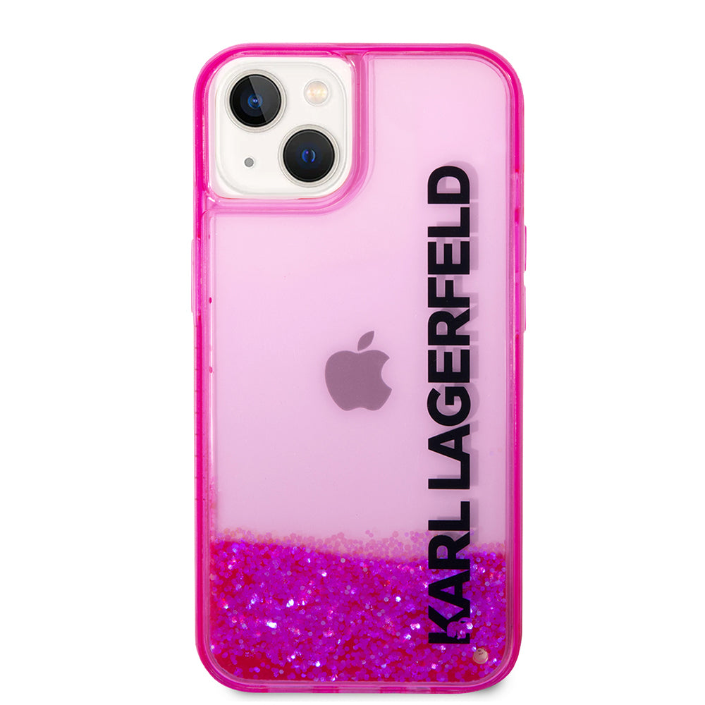 Case for Apple iPhone 14 Plus, Karl Lagerfeld, Liquid Glitter KL Logo, Pink