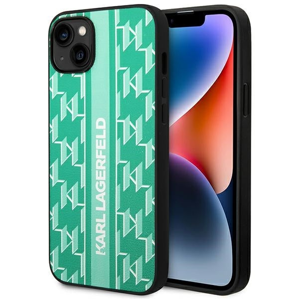 Case for Apple iPhone 14 Plus, Karl Lagerfeld, Monogram Stripe, Green