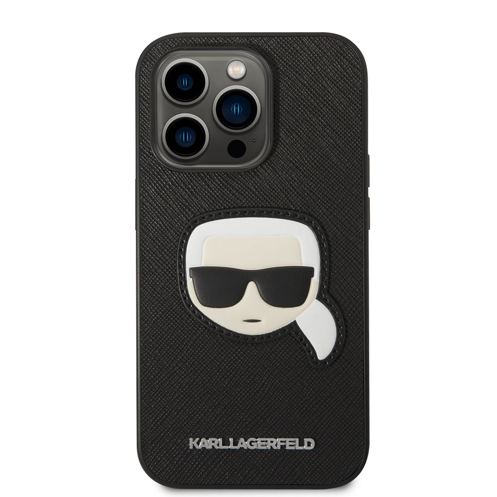 Case for Apple iPhone 14 Pro, Karl Lagerfeld, Saffiano Karl's Head, Black