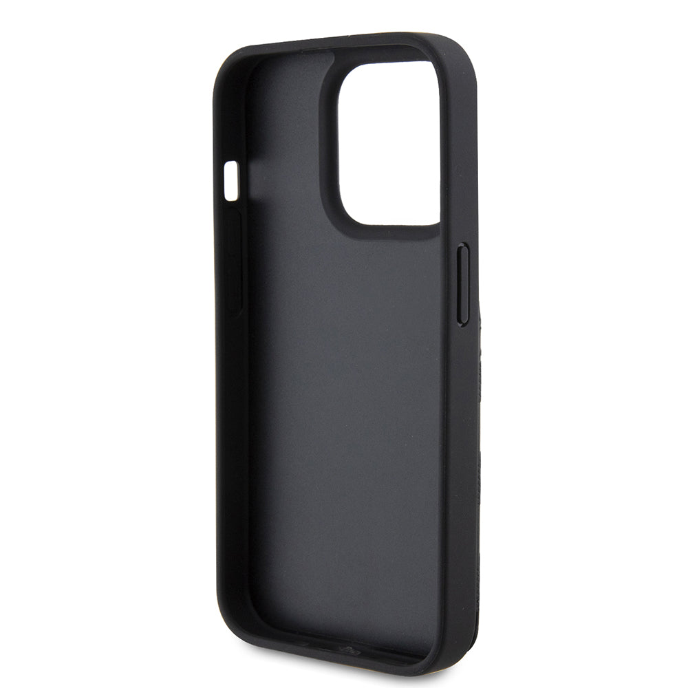 Case for Apple iPhone 15 Pro, Karl Lagerfeld, Saffiano Cardslots and Stand Monogram Choupette, Black