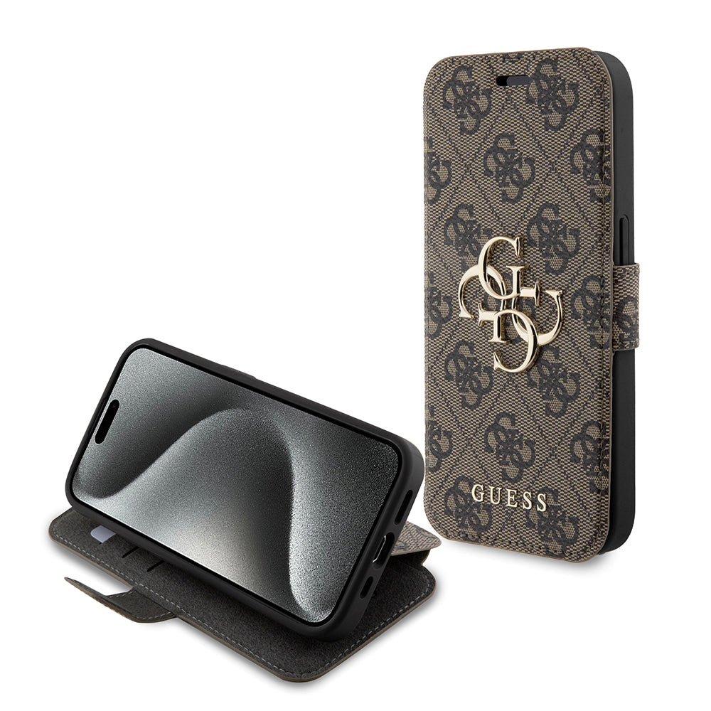 Case for Apple iPhone 15 Pro Max, Guess, 4G Book, Brown