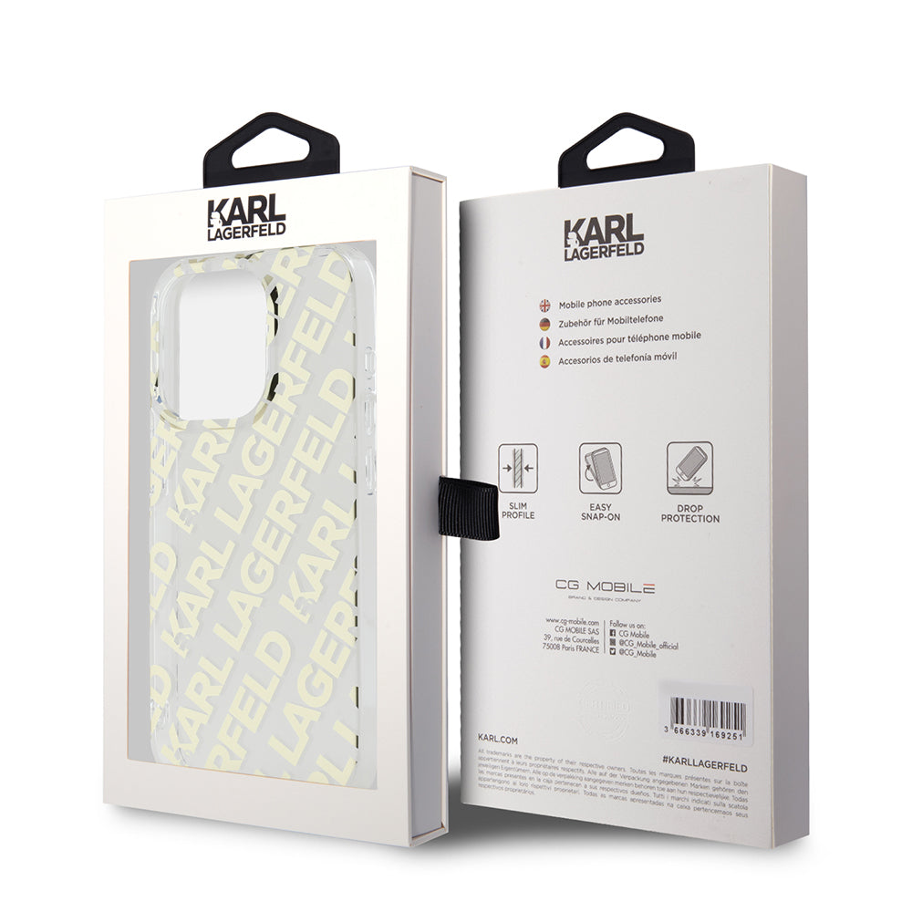 Case for Apple iPhone 15 Pro Max, Karl Lagerfeld, IML Luxury Gold Fullover Logo, Gold