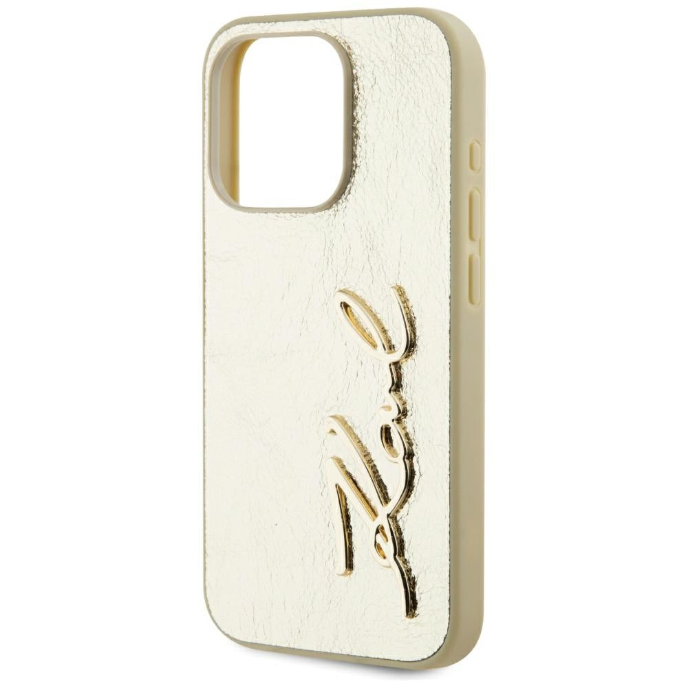 Case for Apple iPhone 15 Pro Max, Karl Lagerfeld, Metal Signature, Gold