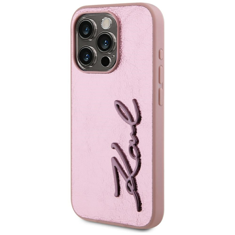 Case for Apple iPhone 15 Pro Max, Karl Lagerfeld, Metal Signature, Pink