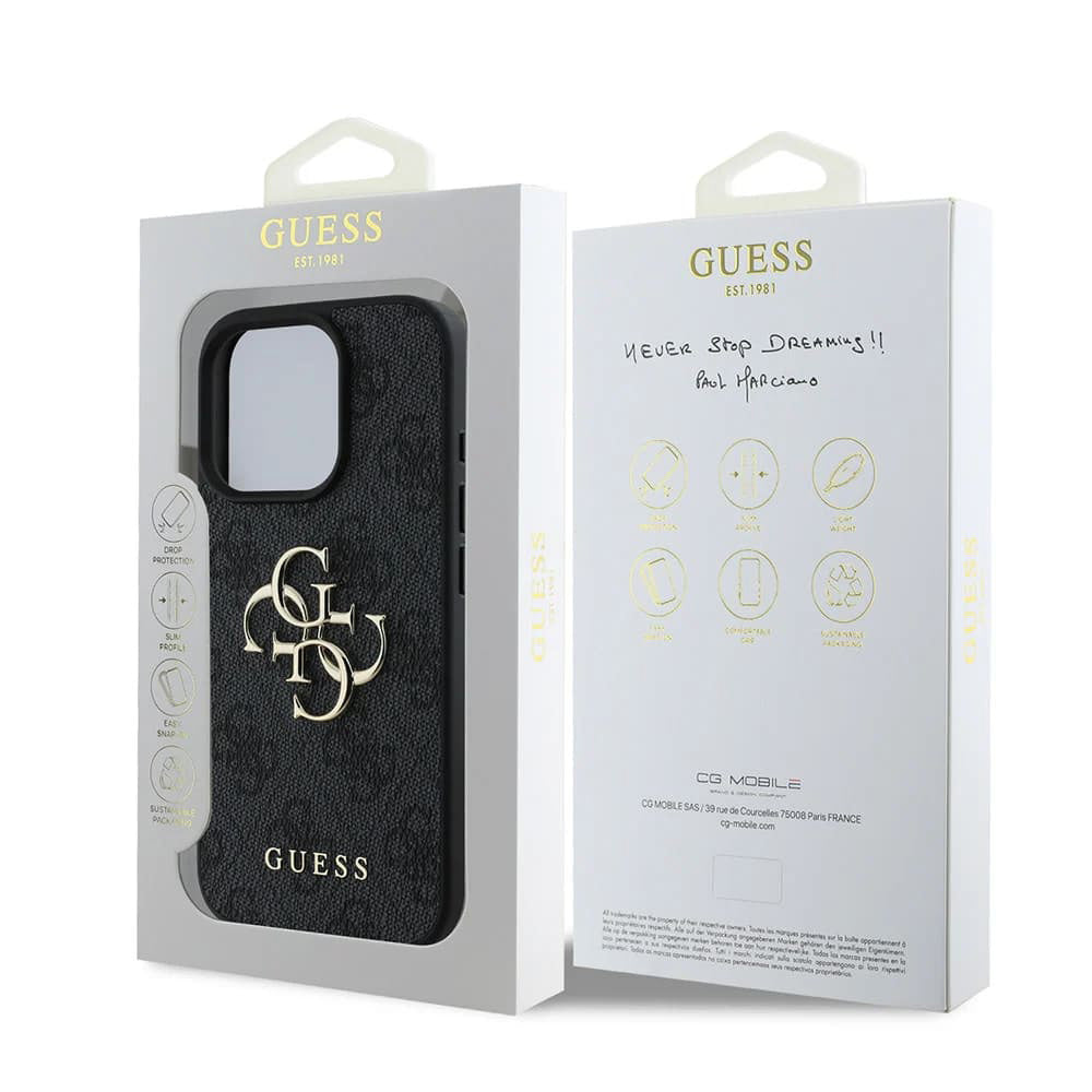 Case for Apple iPhone 16 Pro, Guess, 4G Big Logo, Black