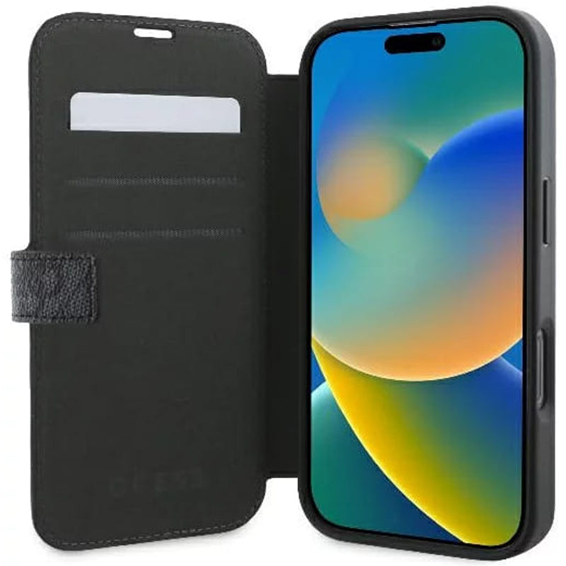 Case for Apple iPhone 16 Pro, Guess, 4G Book, Black