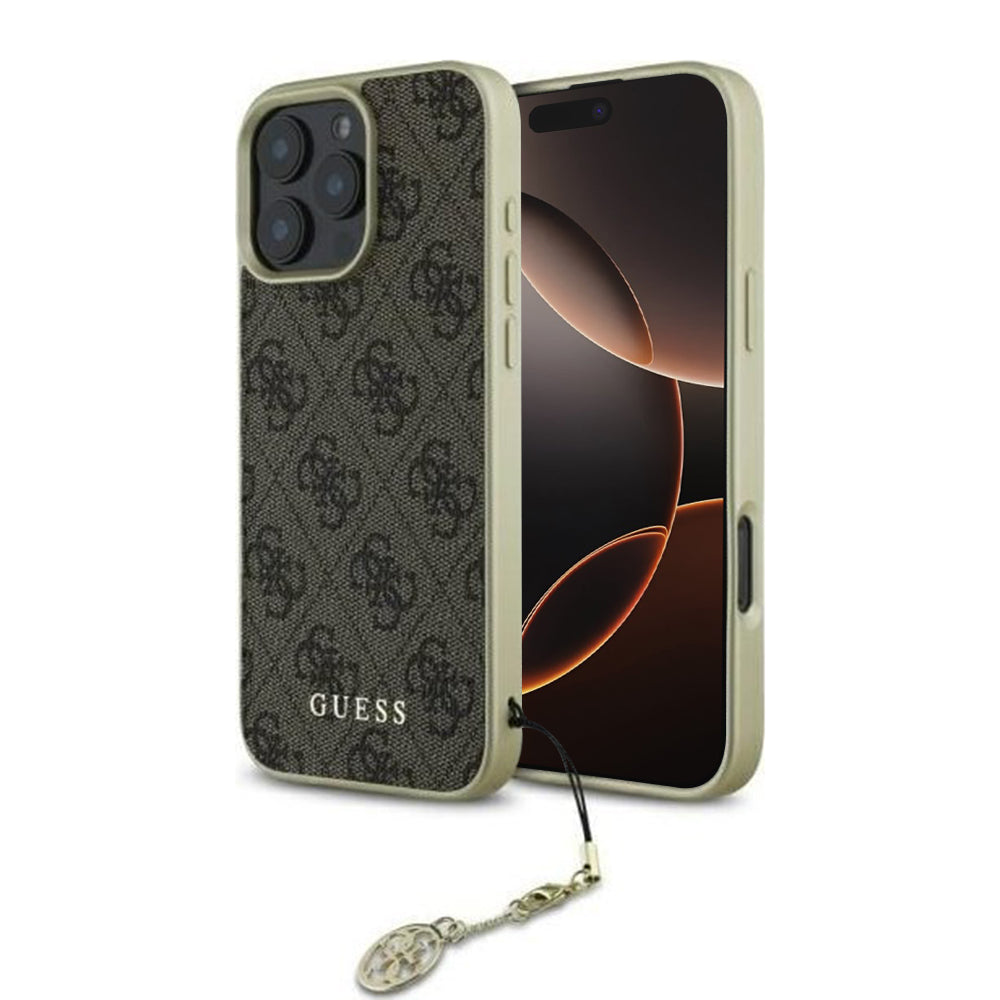 Case for Apple iPhone 16 Pro, Guess, 4G Charm, Brown