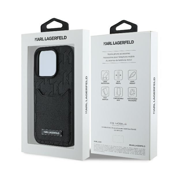 Case for Apple iPhone 16 Pro, Karl Lagerfeld, Cardslots Monogram, Black