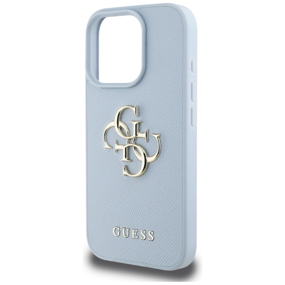 Case for Apple iPhone 16 Pro Max, Guess, Grained Big 4G Logo Small Classic Logo, Blue