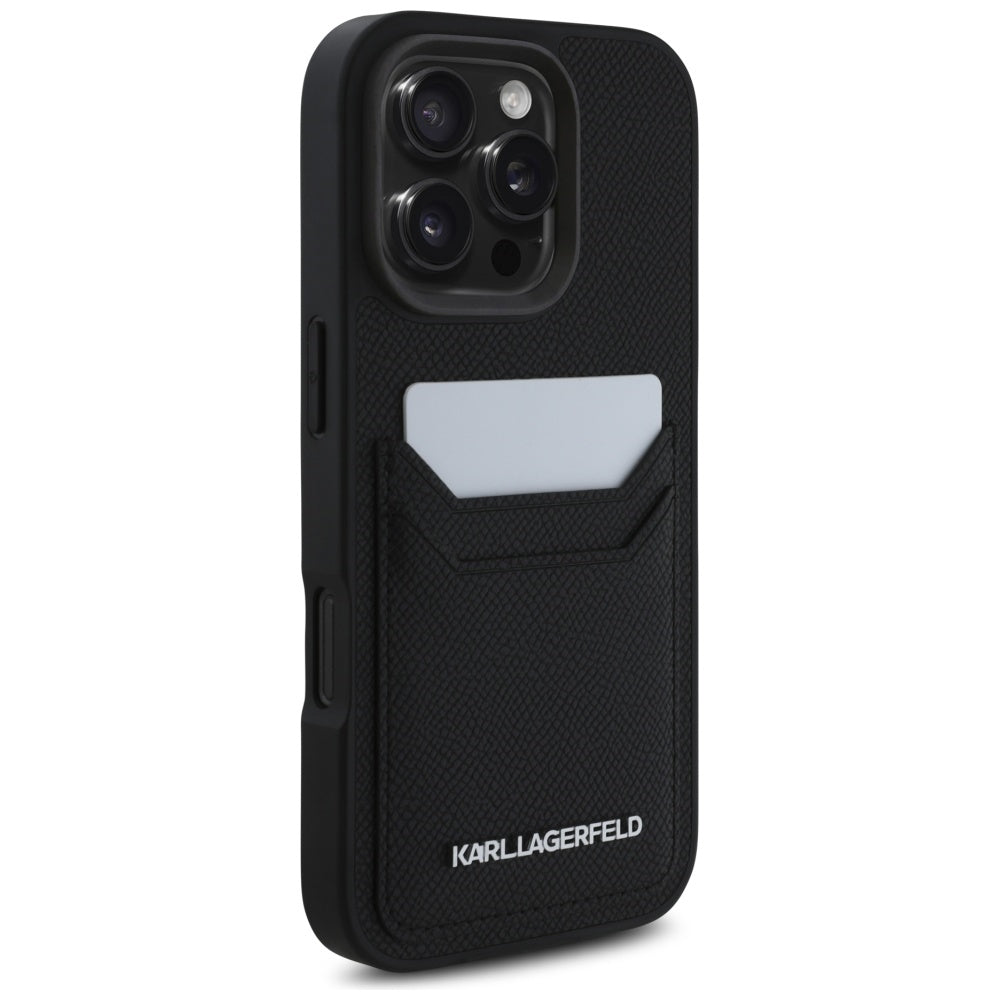 Case for Apple iPhone 16 Pro Max, Karl Lagerfeld, Grained Cardslots, Black