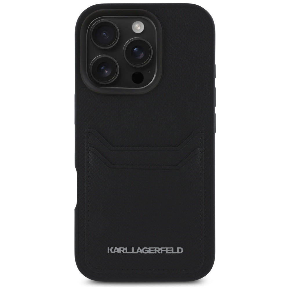 Case for Apple iPhone 16 Pro Max, Karl Lagerfeld, Grained Cardslots, Black