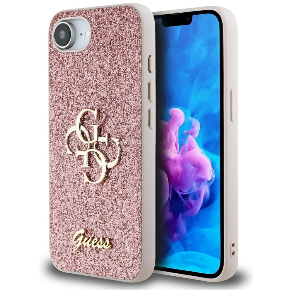 Case for Apple iPhone 17e / 16e, Guess, Fixed Glitter Big 4G, Pink
