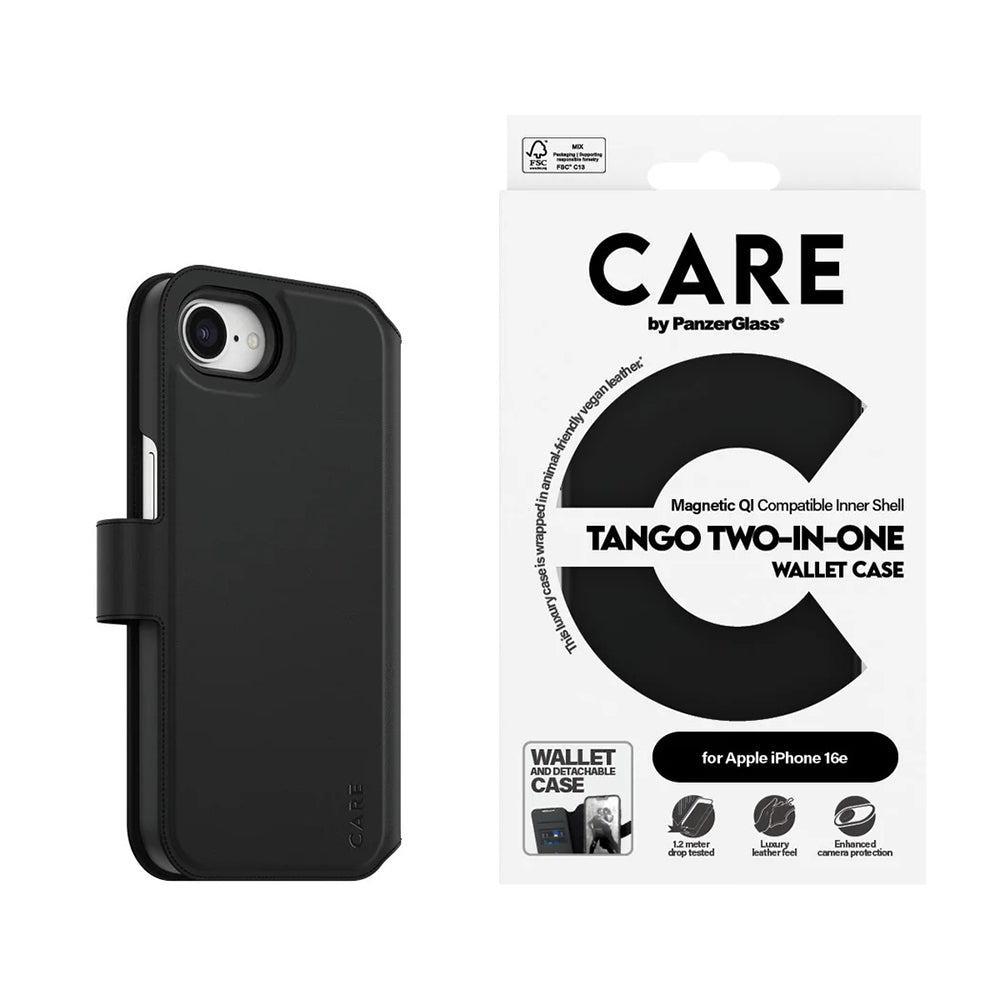 Case for Apple iPhone 17e / 16e, PanzerGlass, Care Feature Tango Two-in-One, Black