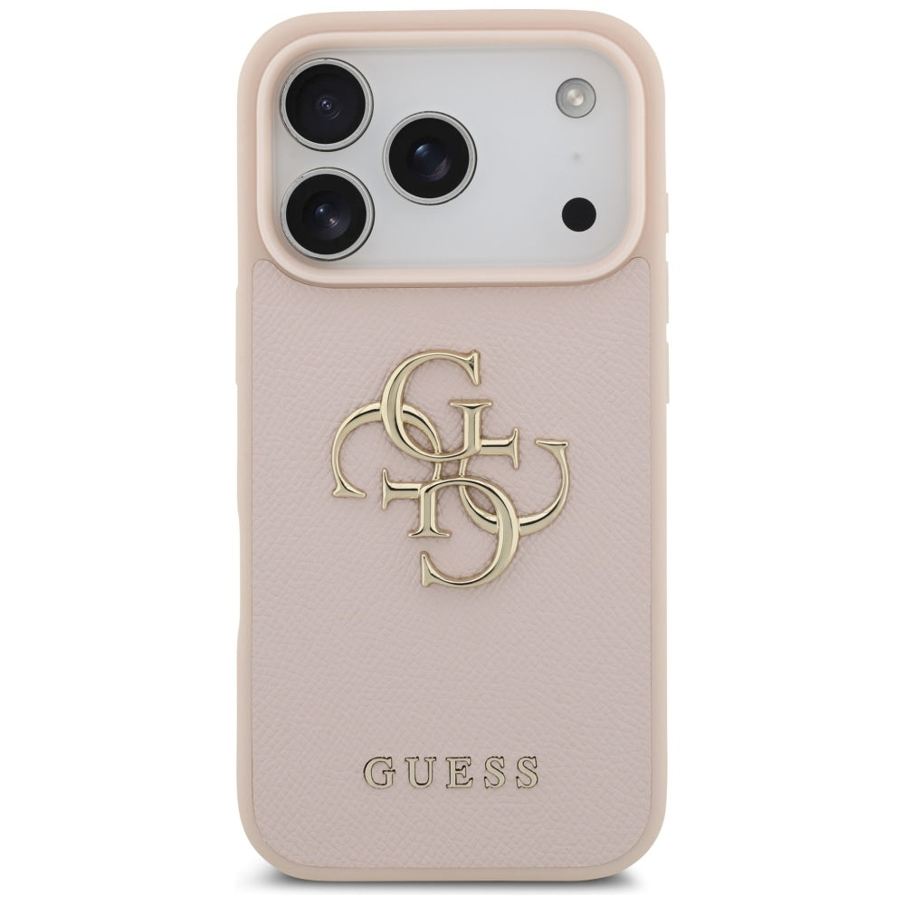 Case for Apple iPhone 17 Pro, Guess, 4G Grained Big and Classic Logo, Pink