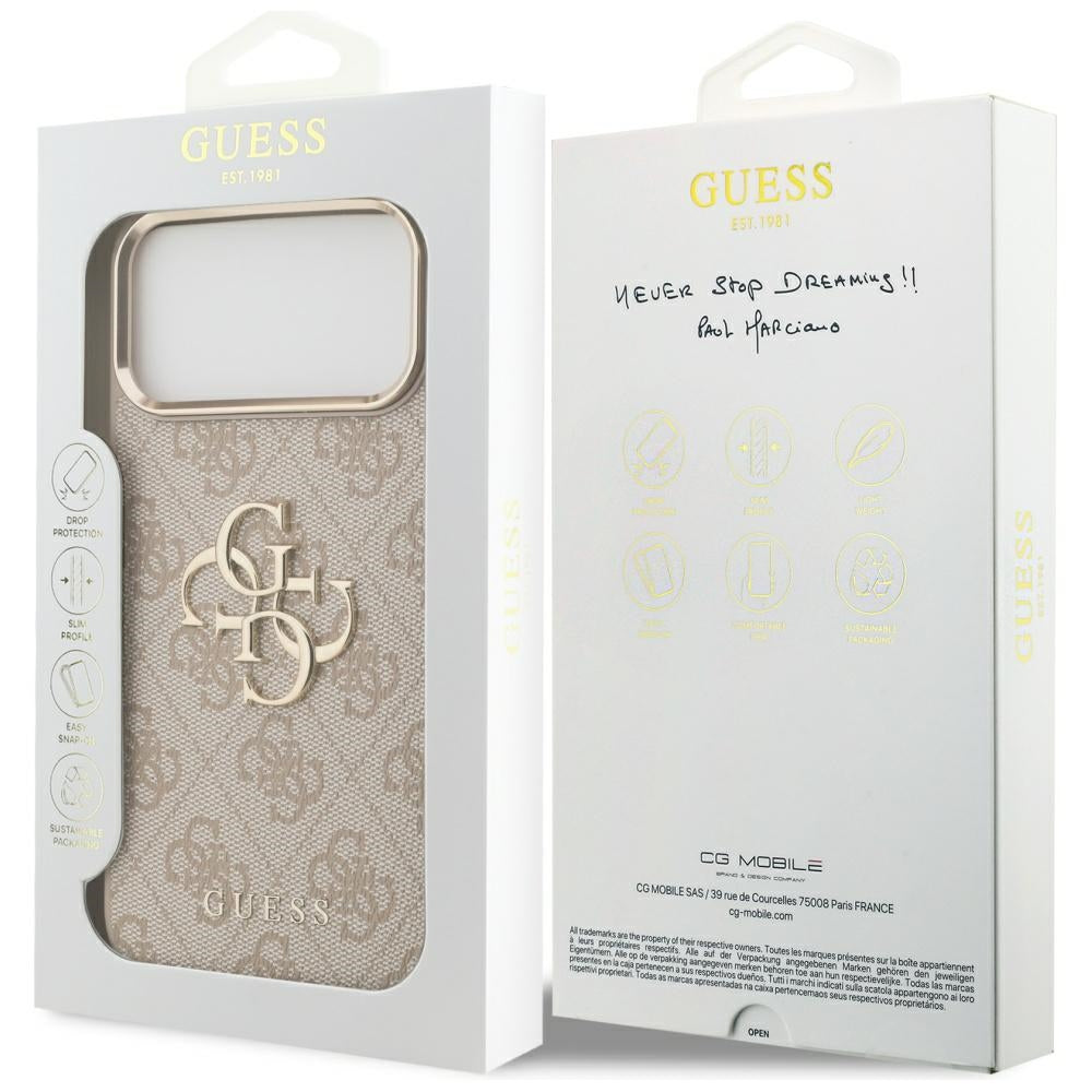 Case for Apple iPhone 17 Pro Max, Guess, Big 4G Logo Classic, Golden Pink