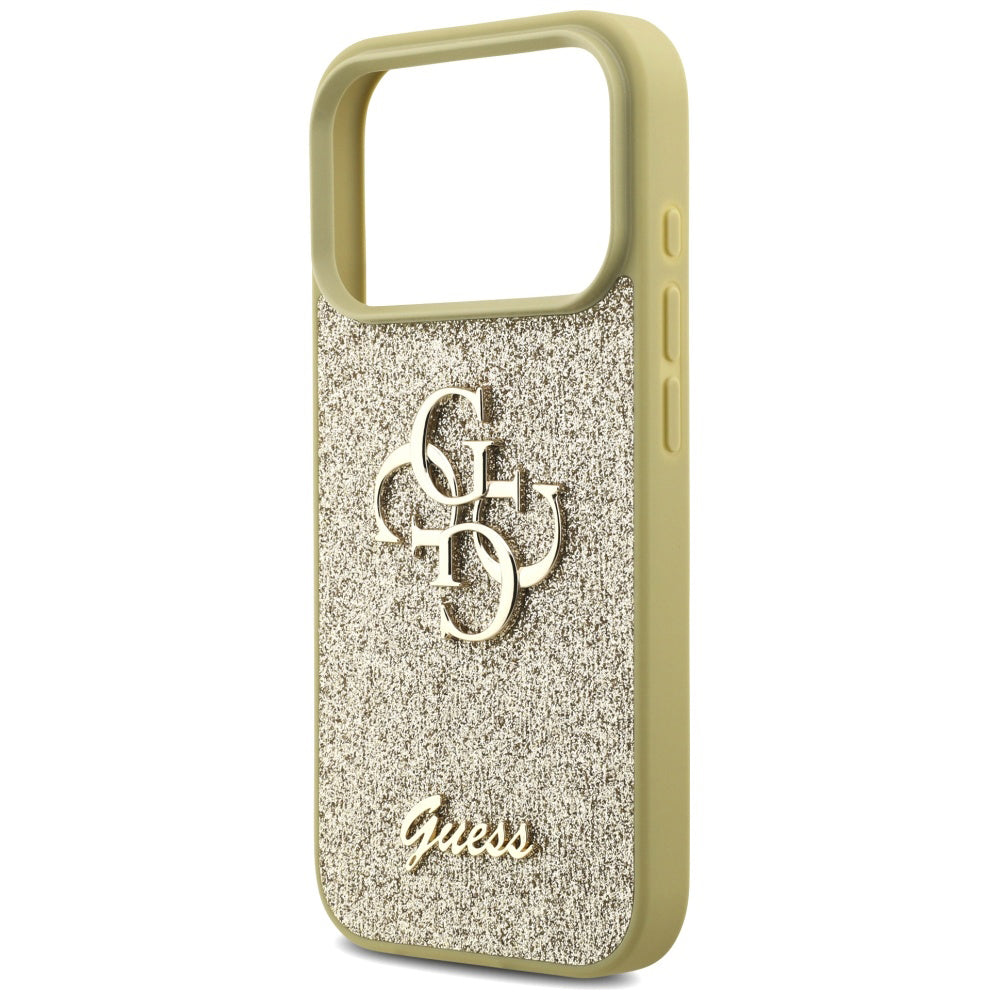 Case for Apple iPhone 17 Pro Max, Guess, Fixed Glitter Big 4G, Gold