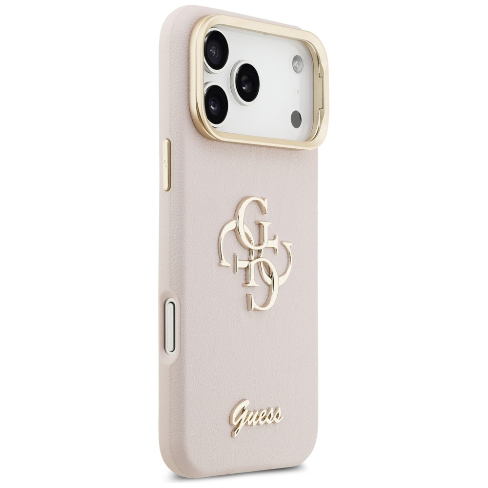 Case for Apple iPhone 17 Pro Max, Guess, Grained Big 4G Stand Camera, Pink